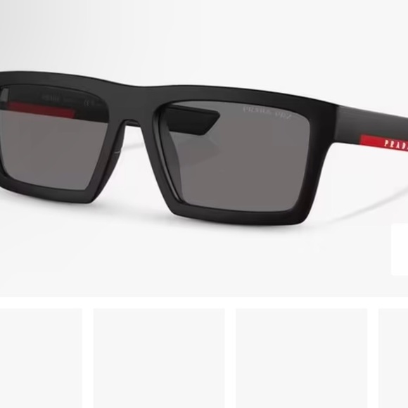 Prada PS 02ZS Men's Rectangular Polarised Sunglasses Black/Red - Picture 15 of 15